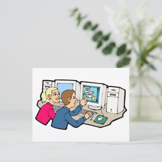 Lessen voor computerklasse briefkaart (Staand voorkant)