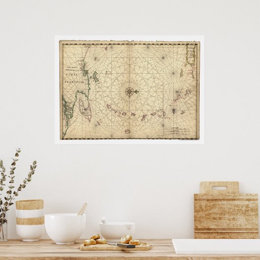 Lesser Antilles Map 1650 Poster (Keuken)
