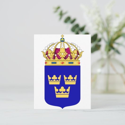 Lesser Coat of Arms Logo officiële symbool Zweden Briefkaart (Staand voorkant)