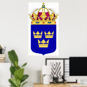 Lesser Coat of Arms Logo officiële symbool Zweden Poster (Thuiskantoor)