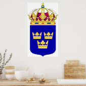 Lesser Coat of Arms Logo officiële symbool Zweden Poster (Keuken)