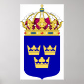 Lesser Coat of Arms Logo officiële symbool Zweden Poster (Voorkant)