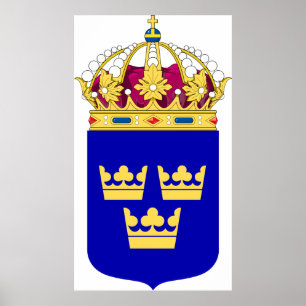Lesser Coat of Arms Logo officiële symbool Zweden Poster
