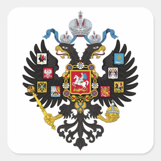 Lesser Coat of Arms of Russian Empire 1883 Vierkante Sticker (Voorkant)
