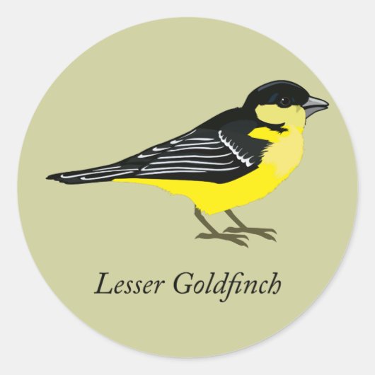 Lesser goudfinch ronde sticker (Voorkant)