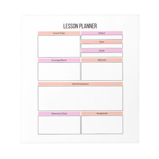 Lesson Planner Teacher Notitieblok (Voorkant)