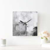 'Lessons' Abstracte zwarte en witte kunstklok Vierkante Klok (Huis)