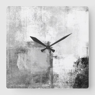 'Lessons' Abstracte zwarte en witte kunstklok Vierkante Klok