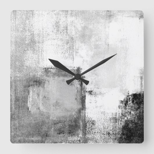 'Lessons' Abstracte zwarte en witte kunstklok Vierkante Klok (Voorkant)