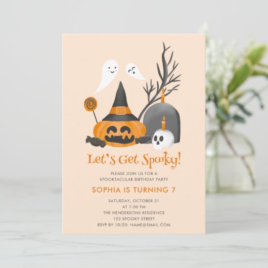 Lest krijgen griezelig schattig verjaardag Hallowe Kaart (Staand voorkant)