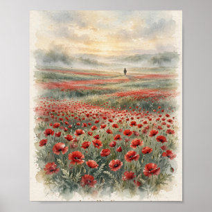 Lest We Forget-herdenkingspapavers Aquarel Poster