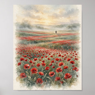 Lest We Forget-herdenkingspapavers Aquarel Poster