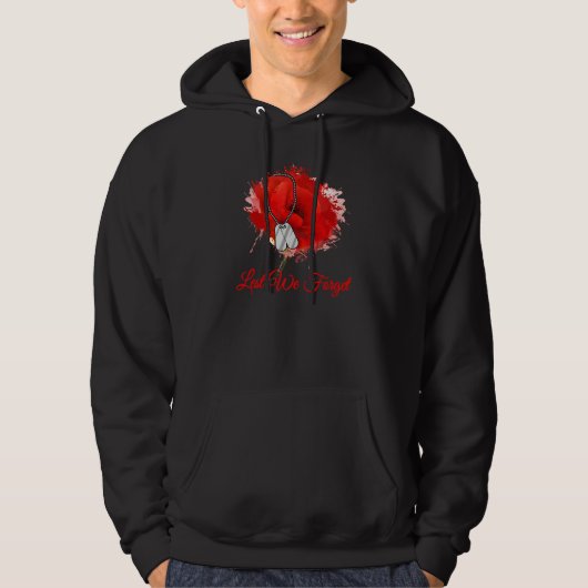 Lest We Forget Red Poppy Flower Veterans Memorial  Hoodie (Voorkant)