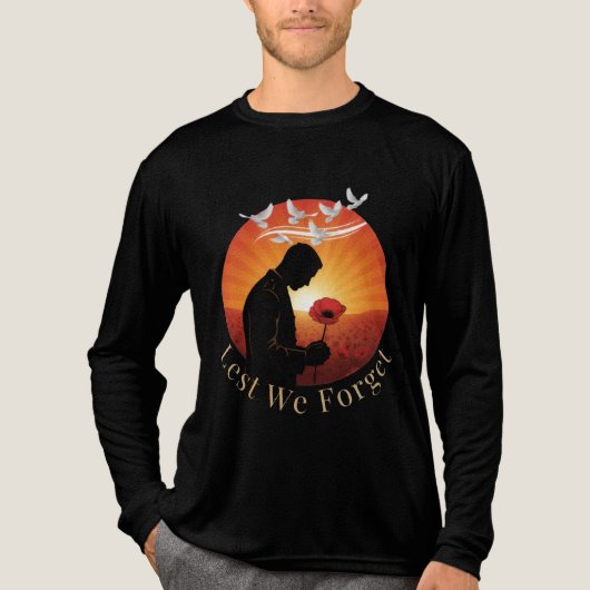 Lest We Forget – Remembrance Day Tribute Long Slee Tri-Blend Shirt (Voorkant volledig)
