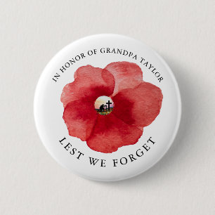 Lest We Forget   Ter ere van Remembrance Day Ronde Button 5,7 Cm