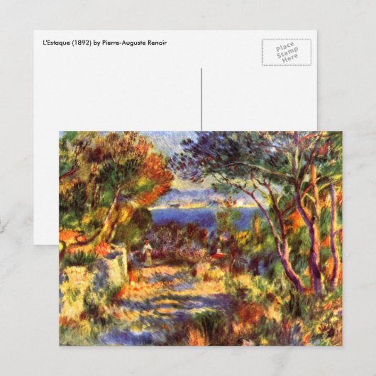 L'Estaque van Pierre Renoir, impressionisme Briefkaart (Voorkant / Achterkant)