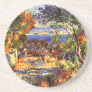 L'Estaque van Pierre Renoir, Vintage Impressionism Zandsteen Onderzetter