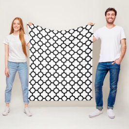 Lestrooster zwart-wit Quatrefoil Fleece Deken