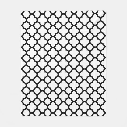Lestrooster zwart-wit Quatrefoil Fleece Deken (Voorkant)