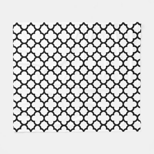 Lestrooster zwart-wit Quatrefoil Fleece Deken (Voorkant (Horizontaal))