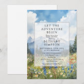 Let Adventure Begin Mountain Floral Baby Shower Kaart (Voorkant / Achterkant)