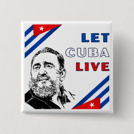 Let Cuba Live Vierkante Button 5,1 Cm