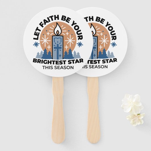 Let Faith Shine Bright: het thema van de winter Handwaaier (Voorkant en achterkant)