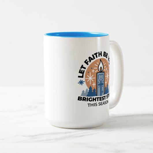 Let Faith Shine Bright: het thema van de winter Tweekleurige Koffiemok (Voorkant rechts)