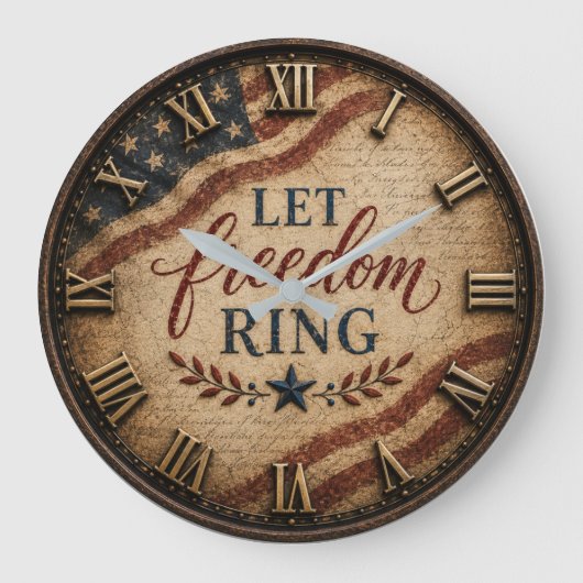 Let Freedom Ring Patriotic American Flag Grote Klok (Voorkant)