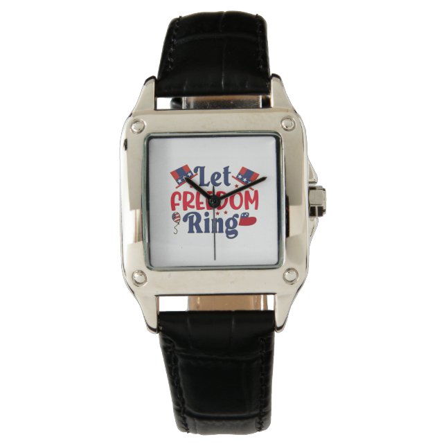 Let Freedom Ring - Perfect vierkant zwart Horloge (Voorkant)