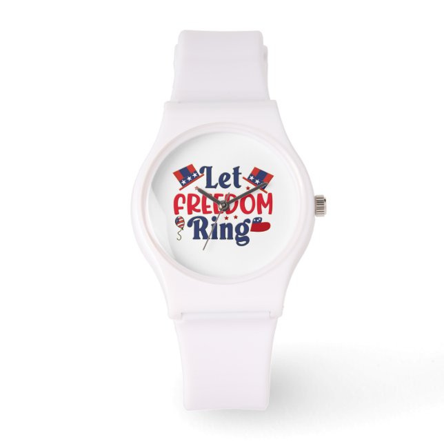 Let Freedom Ring - Sportief wit silicium Horloge (Voorkant)