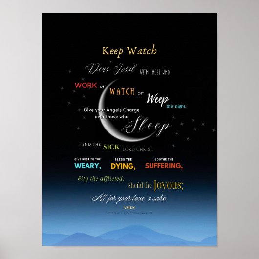 Let goed op de nachtelijke wand van Prayer Poster (Voorkant)