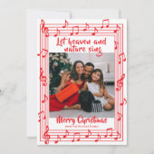 Let Heaven Sing Musical Border One Photo Christmas Feestdagenkaart (Voorkant)