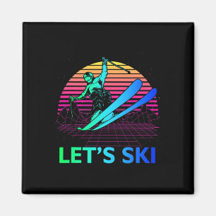 Let Is Ski Kleurrijke  jaren 90 jaren 80 Skiwinter Magneet