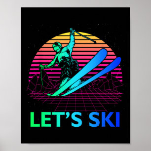 Let Is Ski Kleurrijke jaren 90 jaren 80 Skiwinter Poster