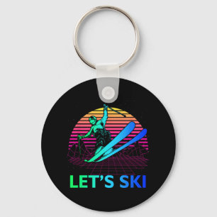Let Is Ski Kleurrijke  jaren 90 jaren 80 Skiwinter Sleutelhanger