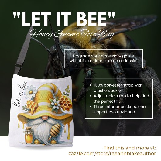 "Let it Bee" Honey Gnome Canvas tas