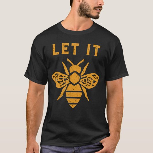 Let It Bee Treble Clef Honey Pun Rustic Graphic Mu T-shirt (Voorkant)