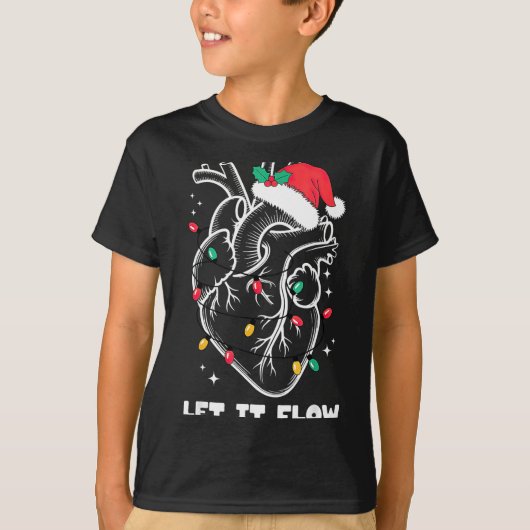Let It Flow Anatomy Heart Santa Xmas T-shirt (Voorkant)