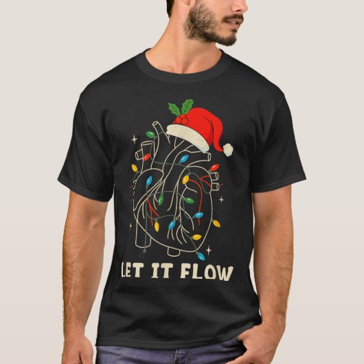 Let It Flow Funny Anatomical Heart Christmas, Medi T-shirt (Voorkant)