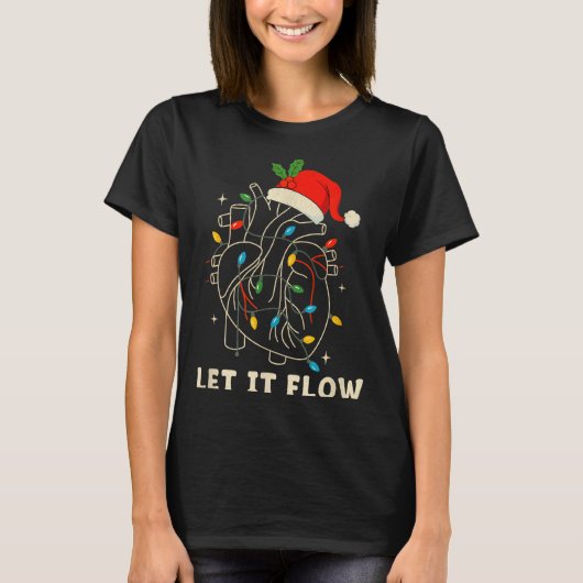 Let It Flow Funny Anatomical Heart Christmas, Medi T-shirt (Voorkant)