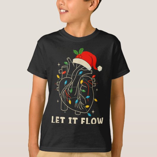 Let It Flow Funny Anatomical Heart Christmas, Medi T-shirt (Voorkant)
