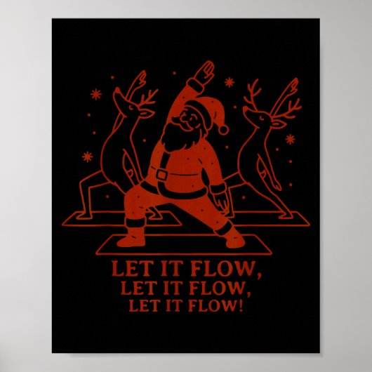Let It Flow Yoga Santa, Funny Christmas Yoga Poster (Voorkant)
