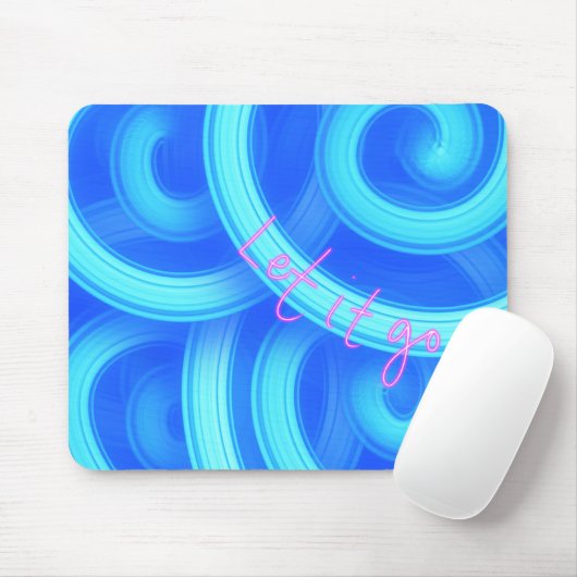 Let It Go Mouse Pad – Blue Swirl Motivational Desk Muismat (Met muis)