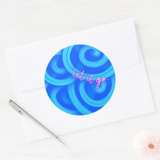 Let It Go Sticker – Blue Swirl Motivational Round  (Envelop)
