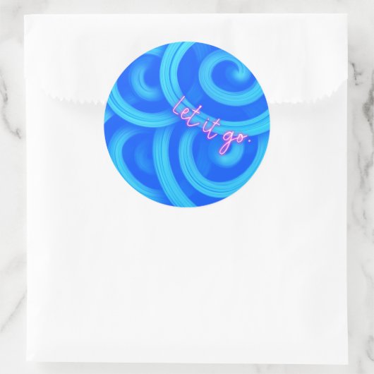 Let It Go Sticker – Blue Swirl Motivational Round (Tas)