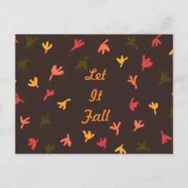 Let It Herfst Briefkaart (Bruin & Sinaasappel)