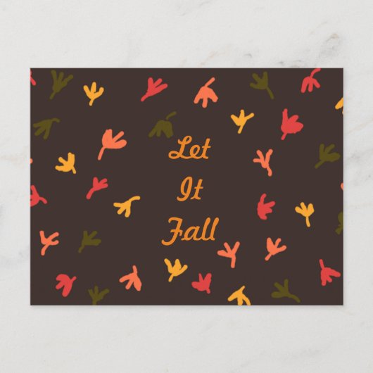 Let It Herfst Briefkaart (Bruin & Sinaasappel) (Voorkant)