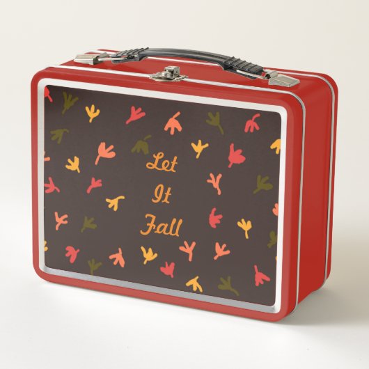 Let It Herfst Metal Lunchbox (bruin en Sinaasappel (Voorkant)