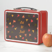 Let It Herfst Metal Lunchbox (bruin en Sinaasappel (In situ)